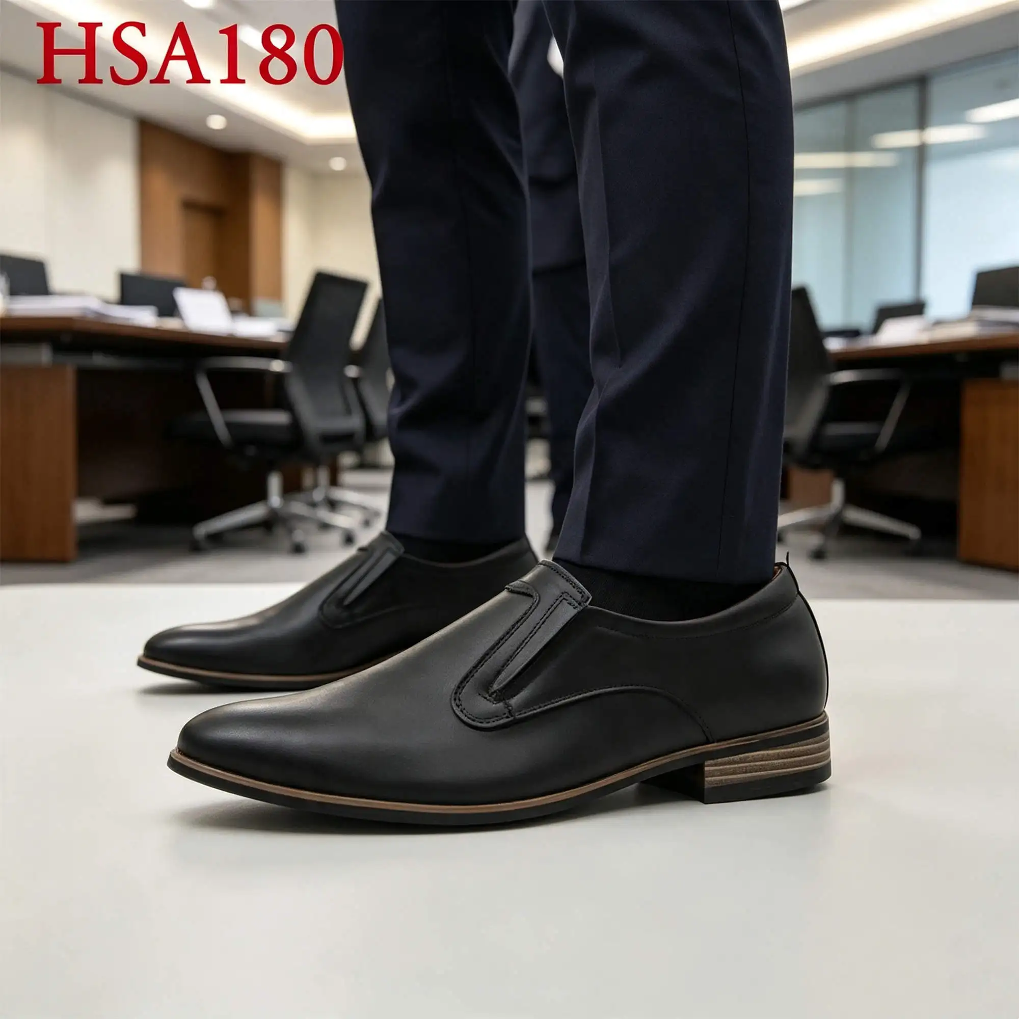 ZYF,Cambodia Popular Point Toe Style Easy Wear Men Leather Shoes Executive Dining Anti-odor Hua Singh Uniform Shoes HSA180
