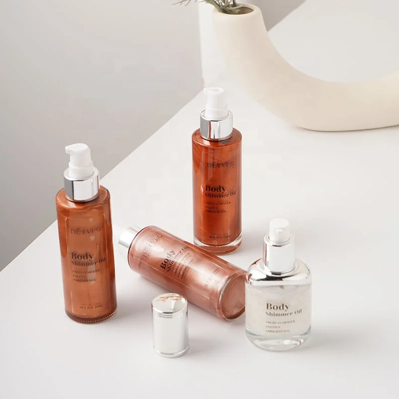 Настраиваемый полулитой лосьон для тела стойкий Натуральный жидкий мерцающий масло с собственным логотипом и низким MOQ