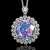 White gold powder blue pendant with Chopin chain