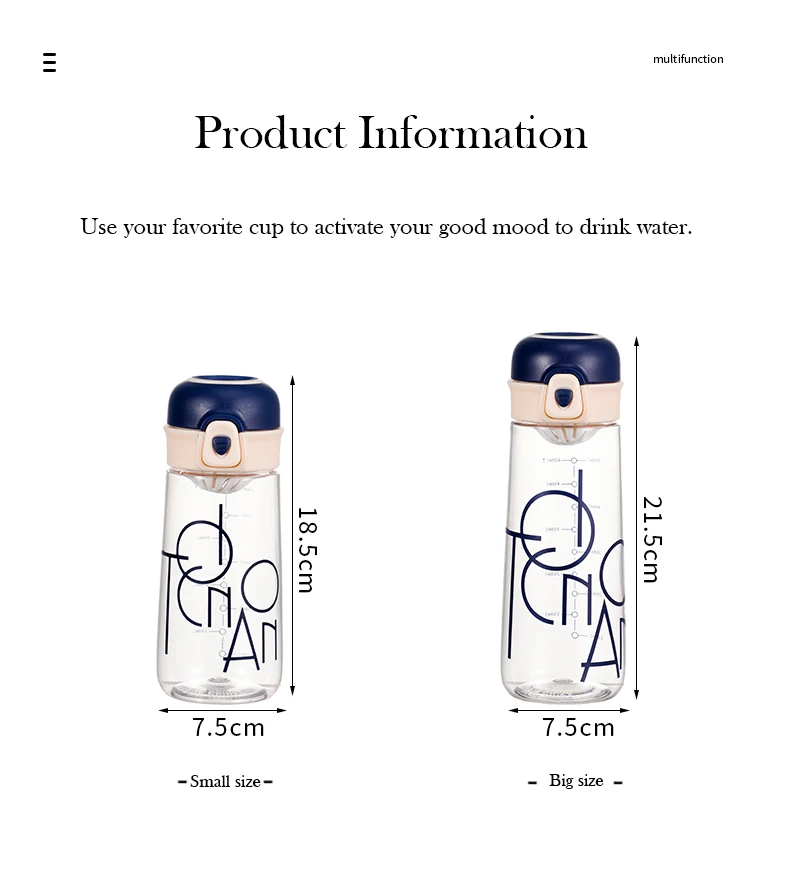 Unisex Portable Large Capacity Summer Sports Water Bottle Gym Logo Printed PP Cap Direct Drinking for Camping Protein Bag