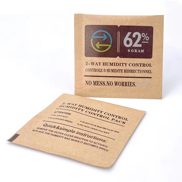 Customizable 8g 60g RH 58% 62% 69% Cigar Tobacco Hemp Herb Humidity Control Curing Bag Boveda 2 Way Humidity Pack for Cigars