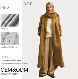 New Winter 100% Wool Double Breasted Casual Soft Warm Handmade Long Suit Coat for Slimming