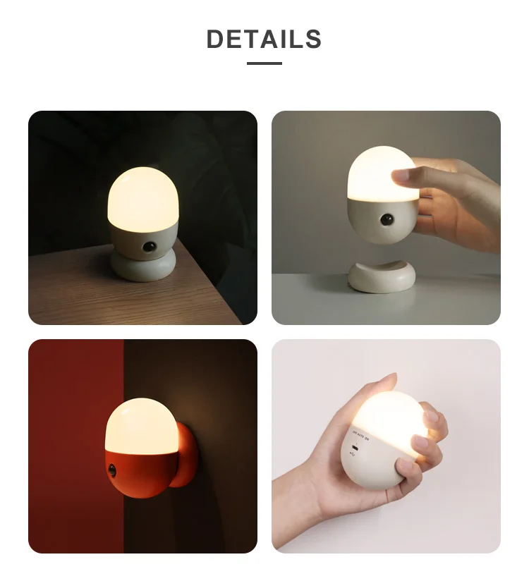 2023 New Design Cute Capsule Shape Led Motion Sensor Cabinet Light Rechargeable Wall Motion Sensor Light Indoor