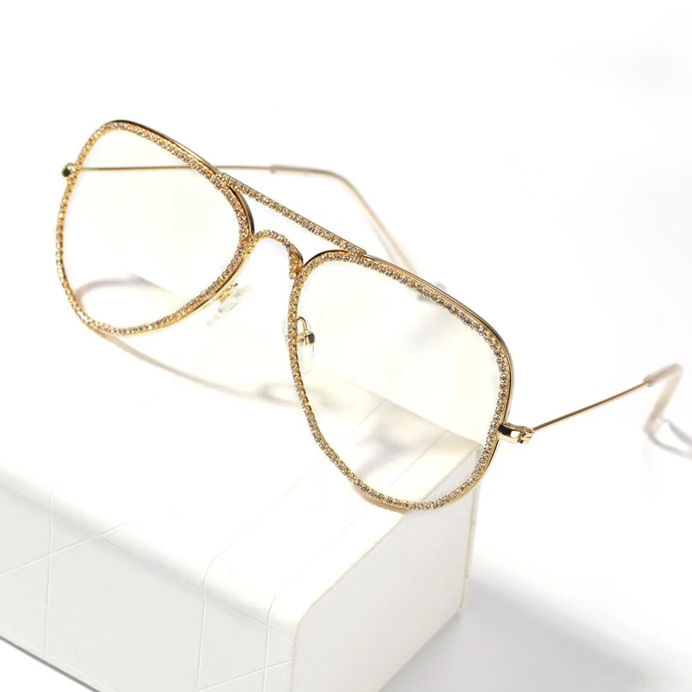 Hip hop gold frame glasses online