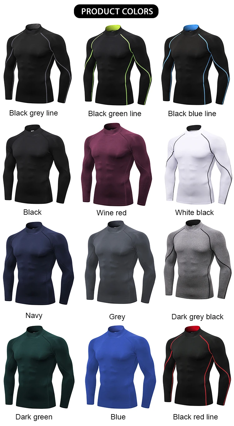 Wholesale Fiess Quick Dry Men Long Sleeve Running Sports Plain Men Thermal Muscle Gym Compression Clothes604_voghion.com