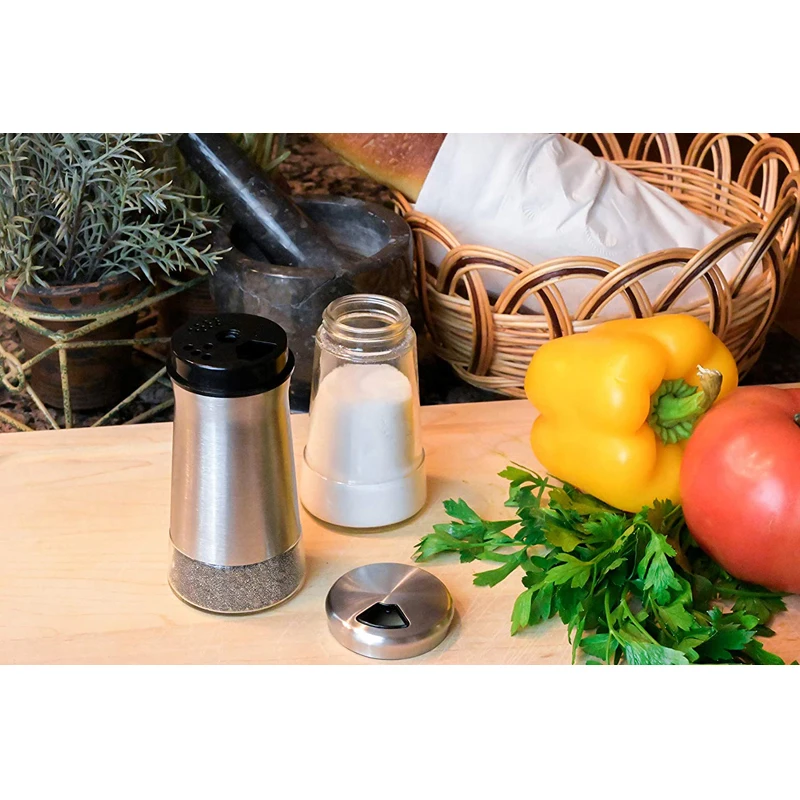 Premium Salt and Pepper Shakers with Adjustable Pour Holes - Elegant  Stainless Steel Salt and Pepper Dispenser - Perfect for Himalayan, Kosher  and Sea