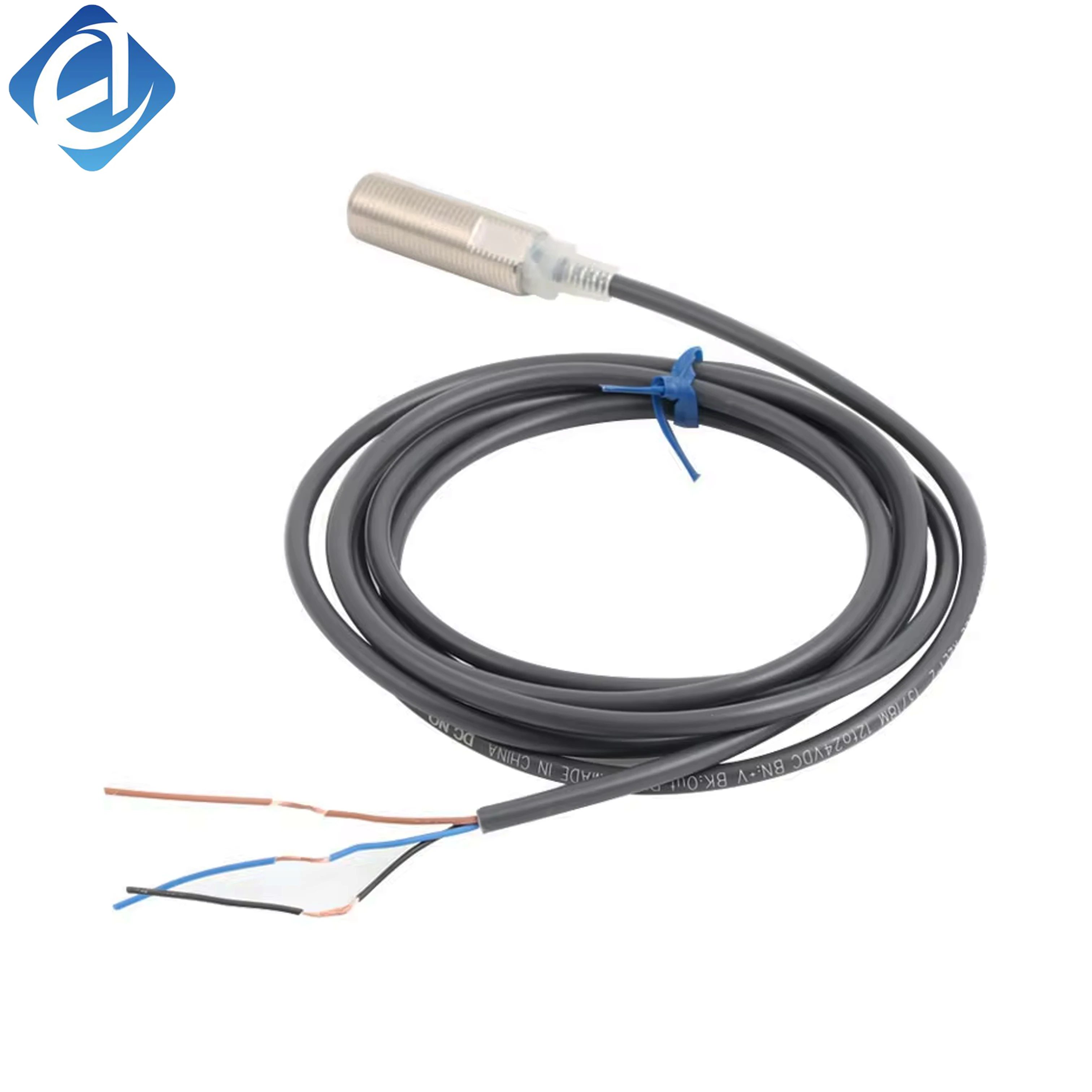 New Original Omron E2B series cylindrical inductive proximity sensor. M12 thread, 8mm sensing distance, stable metal detection, fast response and high anti-interference. Widely used in mechanical positioning, limit detection, counting control and industri
