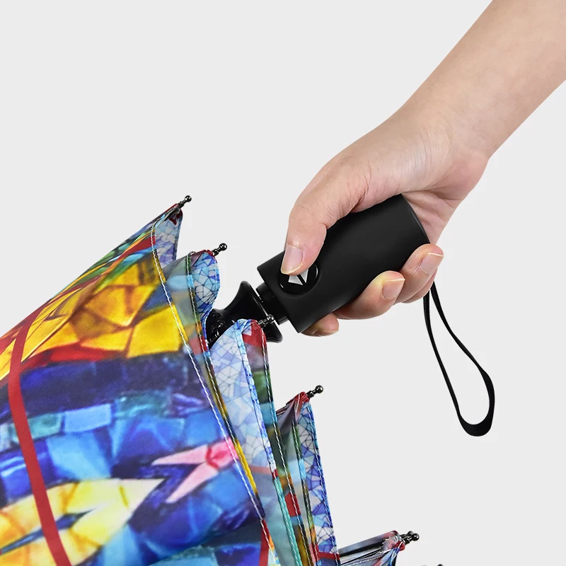 Minimalist Designer Custom 3 Fold Windproof Automatic Auto-Open Auto-Close Fashion Umbrella Buy Bulk for Promotional Foldable
