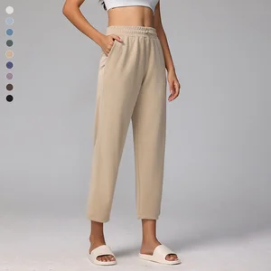 Drawstring Waist Sport Pant Elastic Cuffs Athletic Trousers Women Joggers Blank Solid Color Track Pants Yoga Active Sweat Pants