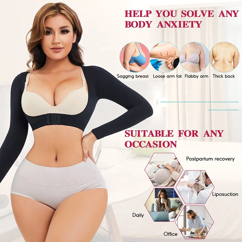 Arm Slimmer Compression Shaper Post Surgery Slimmer Sleeves Back Support Shapewear Tops Seamless Arms Lipo Compression Garments