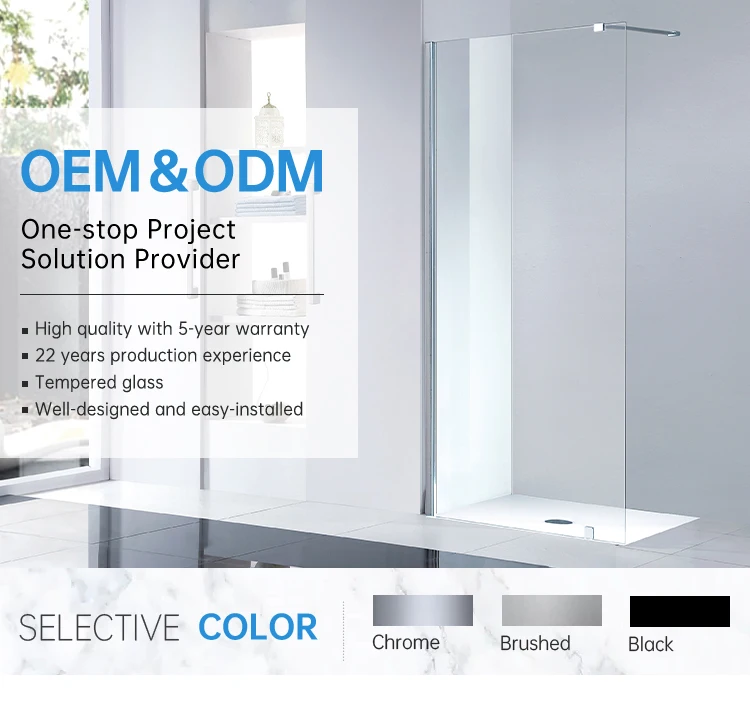 Frameless Fixed Shower Glass Panel Sgcc Tempered Glass Walk In Shower