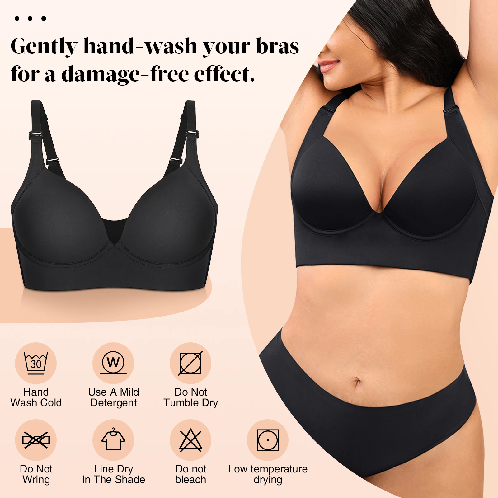 Wireless Back Fat Deep Cup Bra With Shapewear Incorporated Seamless