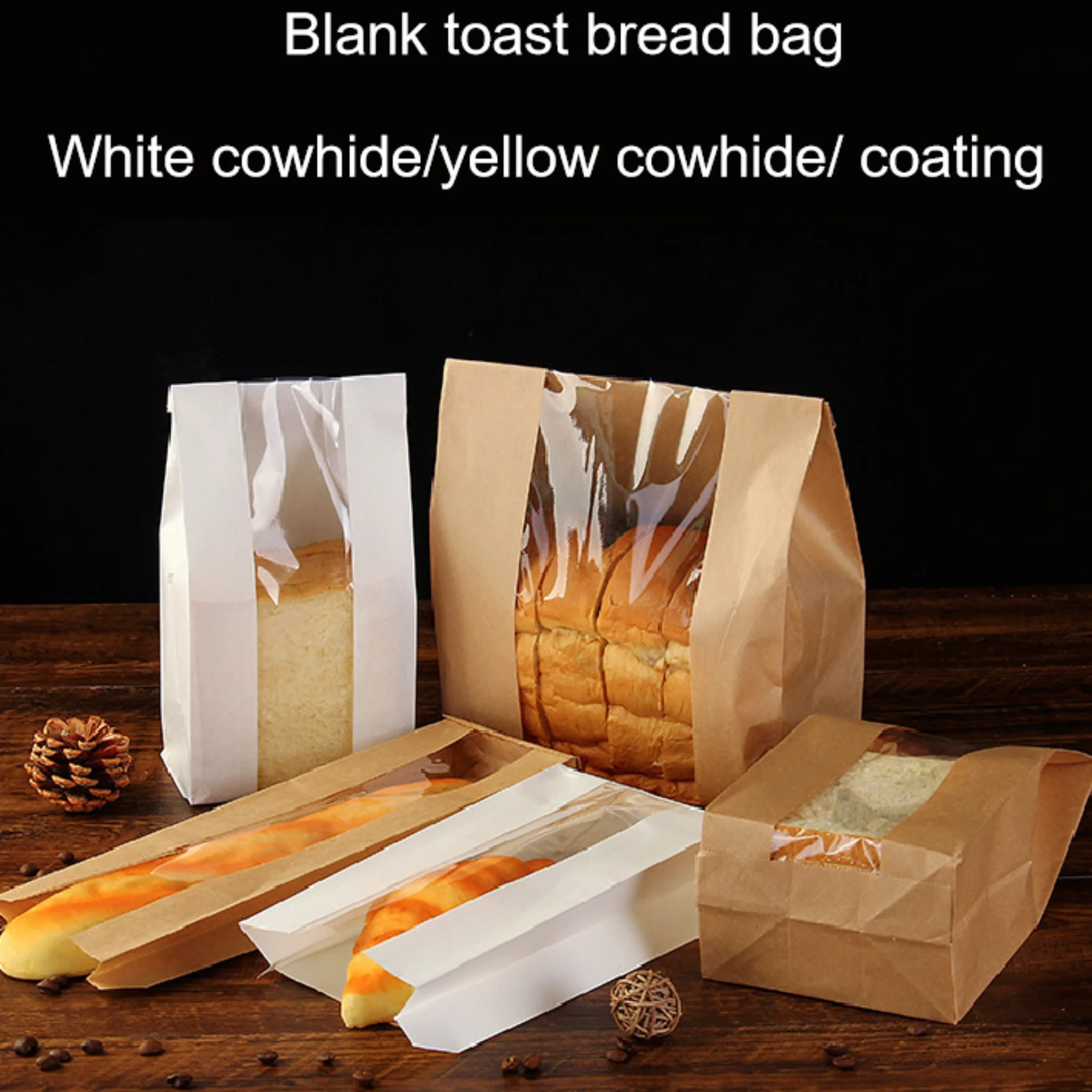 Bread Bag, Kraft Paper Bag, Pointed Bottom Food Paper Bag, Toast Packaging Bag, Baked Bread Packaging Bag