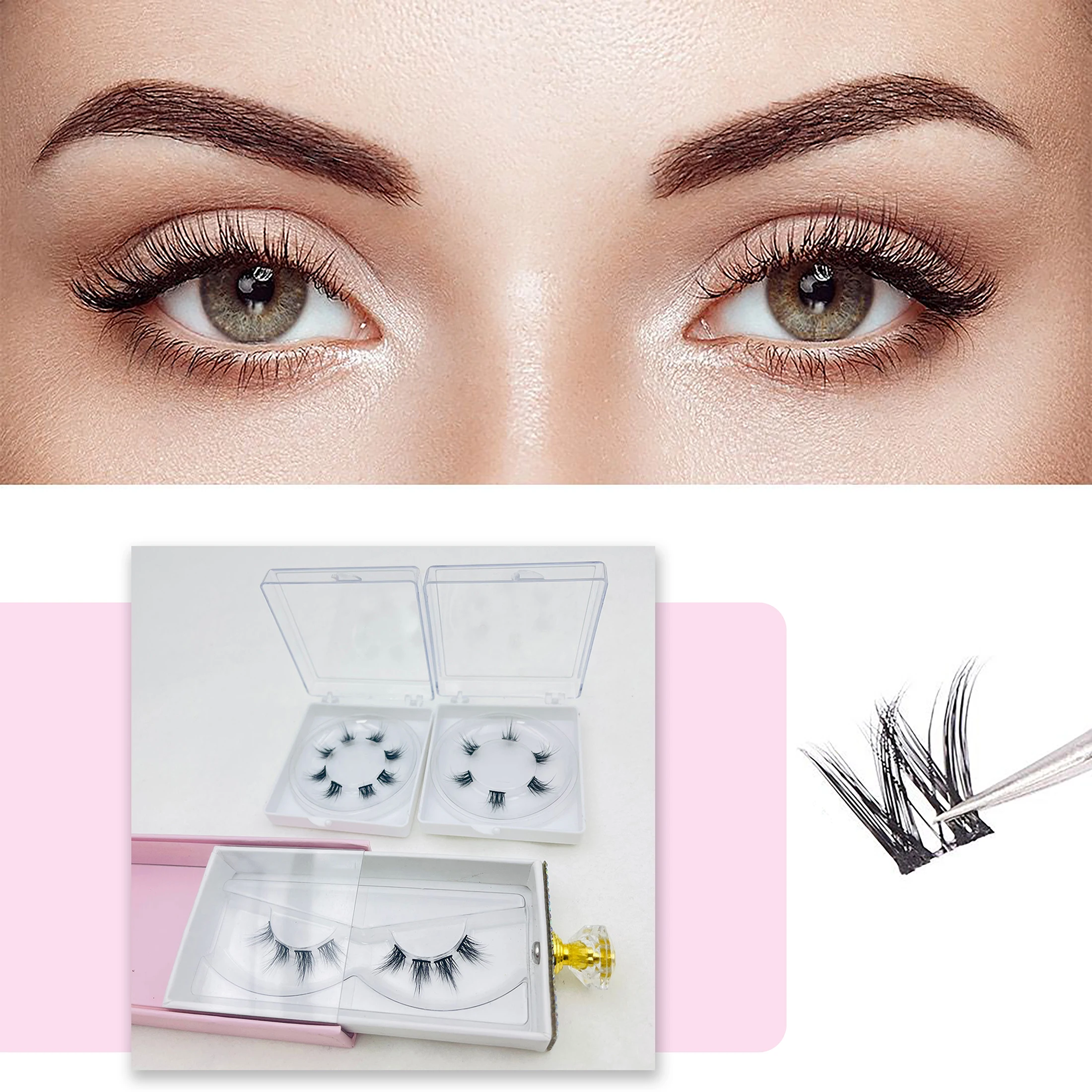 Professional Cluster Eyelash Extensions Kit Press On Lash Clusters Mix Curl Diy Eyelash 2284