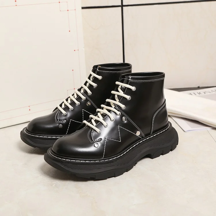 Women Oxford Shoes Black Oxford High Tops Platform Women Casual Shoes Lace Up Fashion Sneakers