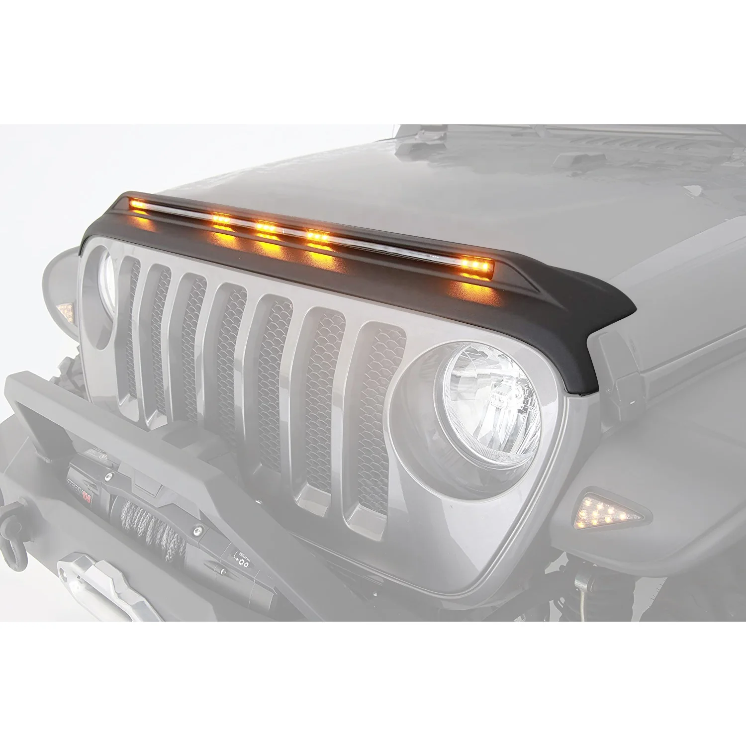 Car Universal Accessories Hood Trail Armor Bug Guard With LED For Wrangler JL 2018-2021