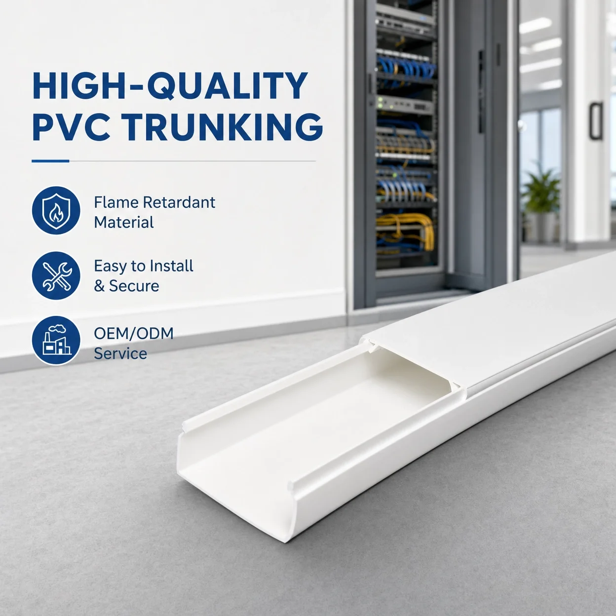 Quality Assurance Heat Resistant White Cable Trunking Management Plastic PVC Cable Tray