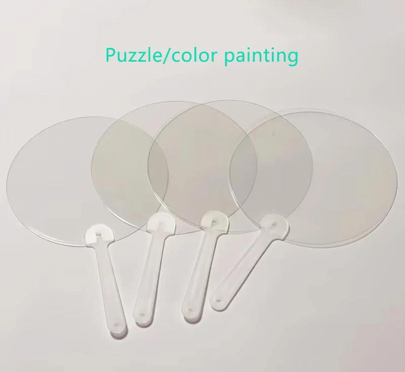 Custom Double Printed Side Big Size Plastic Transparent Circular Picket Kpop Hand Fan for Idol Collection