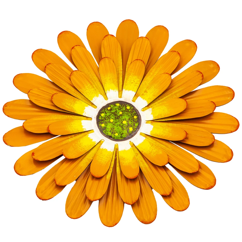 Daisy Wall Hanging Multiple Layer 20" Wall Flower Art Sculpture Orange Metal Flower