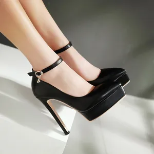 Fashion High Heels Shoes Woman Elegant Ankle Straps Pink White Women's Heeled Pumps Office Wedding Party Shoes Ladies Large Size