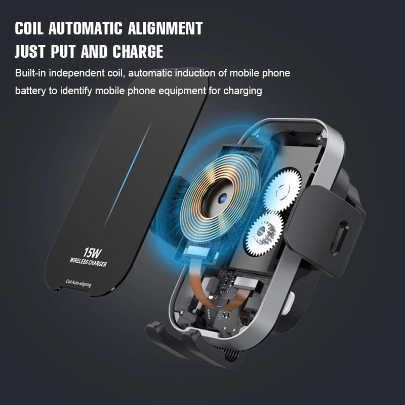 Top Selling Products in Alibaba Auto Alignment Wireless Charger Phone Cradle 15W Fast Wireless Car Charger Holder
