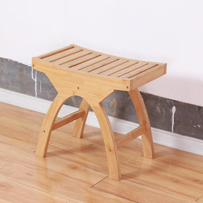 shower stool with unique design legs assemble bamboo stool