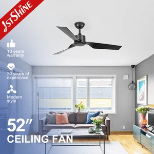 1stshine Ceiling Fan Modern Easy Installation 3 Black ABS Blades Remote Control 52 Inches Ceiling Fan
