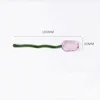 Cucchiaio rosa da 16 cm con manico verde