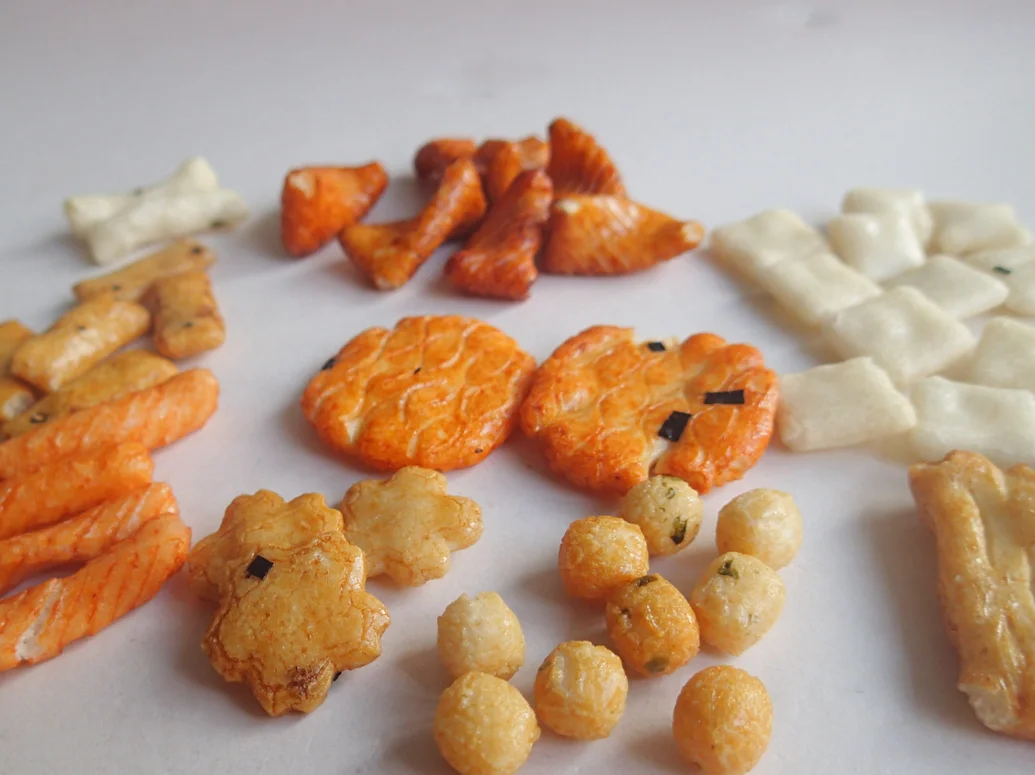 Asian Rice Crackers Mixed Crispy Peanuts Japanese Snacks Senbei Rice