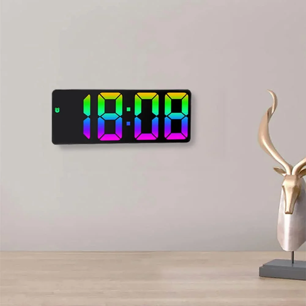 Acrylic/Mirror Digital Alarm Clock Voice Control Colorful Font Night Mode Table Clock Snooze 12/24H Electronic LED Clocks