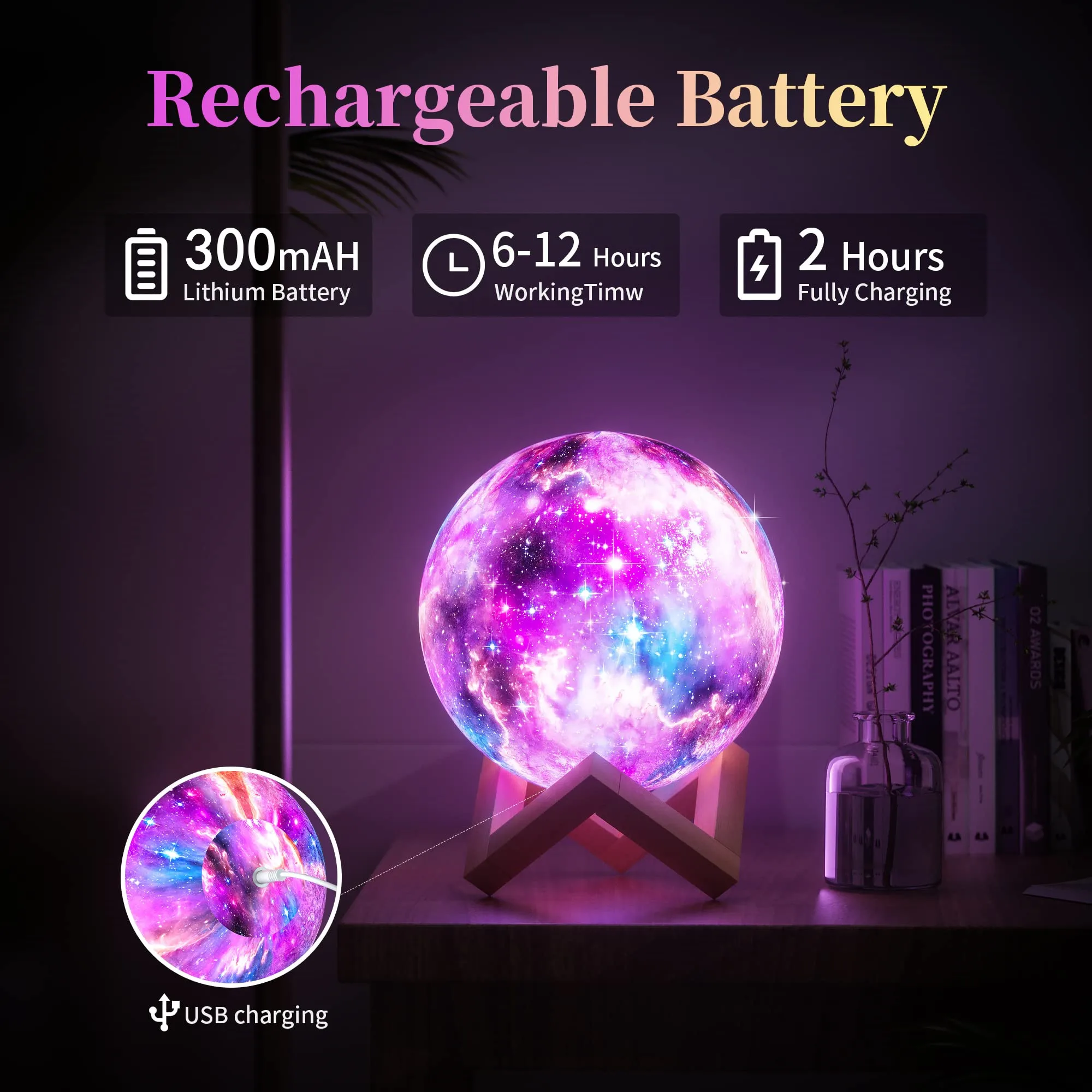 16 Colors LED Moon Light Dimmable 3D Moon Kids Night Light With Remote Touch Slap Control USB Rechargeable Moon Lamp