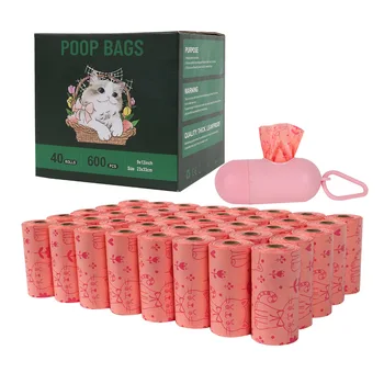 new style 40rolls box lemon scented cute EPI pet garbage pick up rolling bags biodegradable pet dog poop bags with dispenser