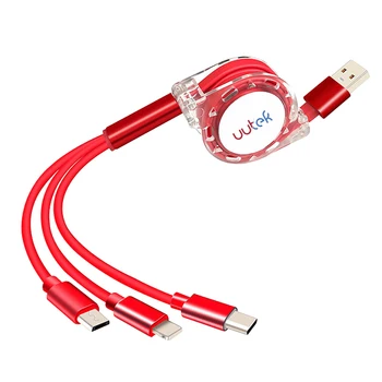 Free Shipping Top1 UUTEK RSZ3 hot sales 3 in 1 usb cable for phone charger retractable usb charging cable usb cable