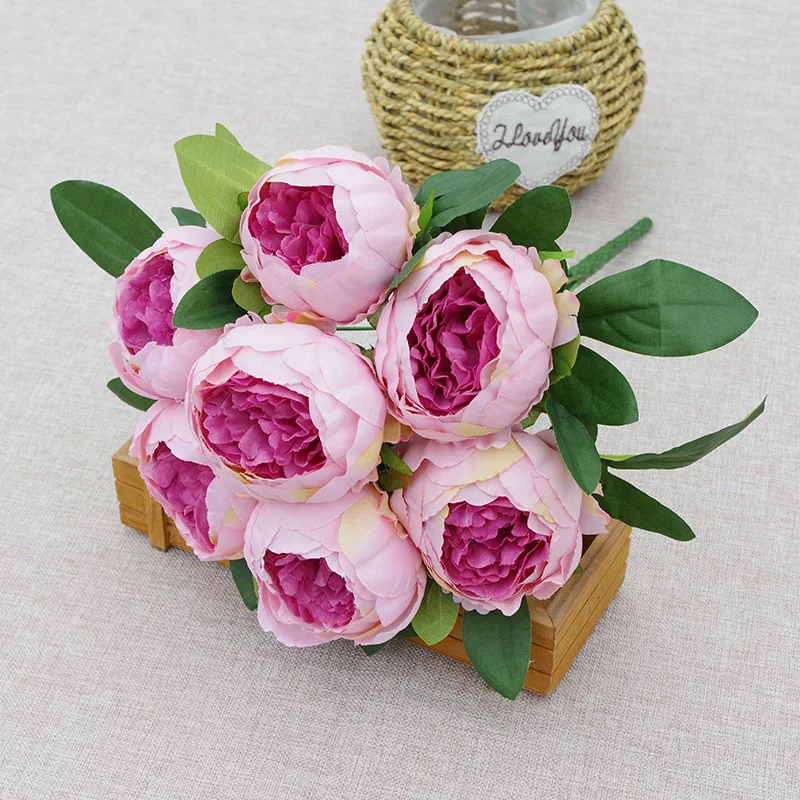 High Quality 7 Heads Peonies Bushes Artificial Silk Flower Peony