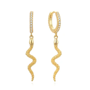 Poliva 2023 Newest Design 925 Sterling Silver Snake Drop Earrings Gold Plated Hoop with Trendy Zircon Stone for Wedding
