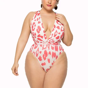 New Beach Sexy Deep V Swimsuits African Print One Piece Swimwear for Women Plus Size  Bikinis