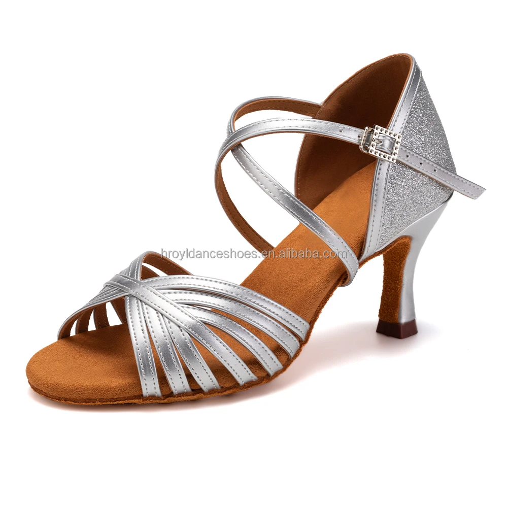 L3018(310) Women's New Gold 7.5cm High Heel Leather Slim Heel Dance