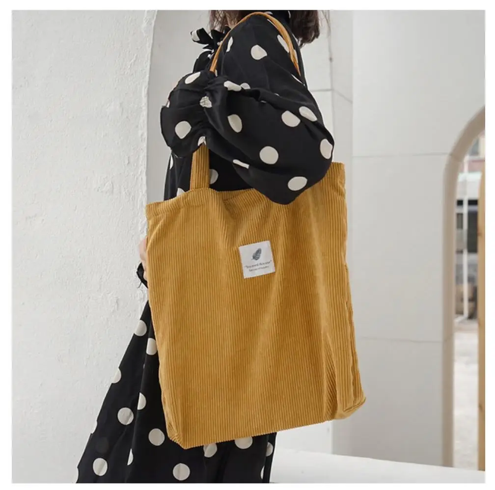 Luxury Designer Handbags 2023 New Corduroy Women's Shoulder Bag Reusable Shopping Bag Large Capacity Conventional Tote Bag