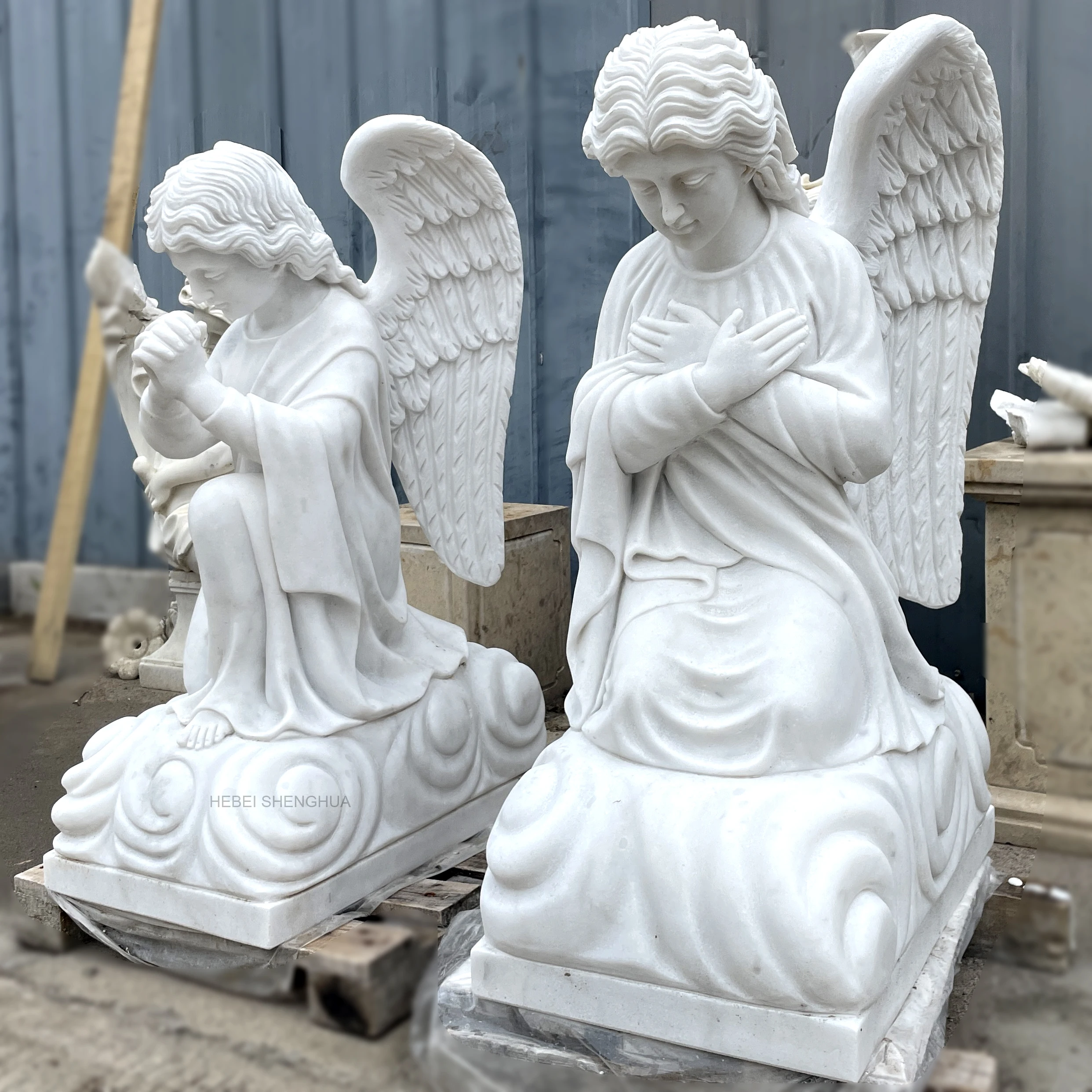 Outdoor Indoor Decor Garden Hand Carved Natural Stone White Angel ...