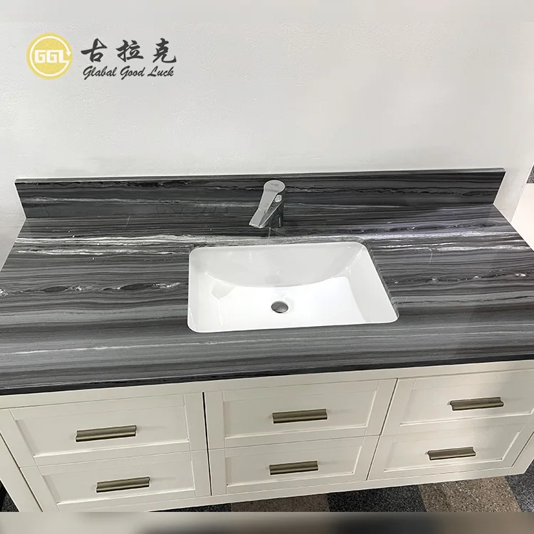 Customized Size Palissandro Blue Marble Vanity Washing Basin Counter Top Polished Surface Nature Stone Home Decor