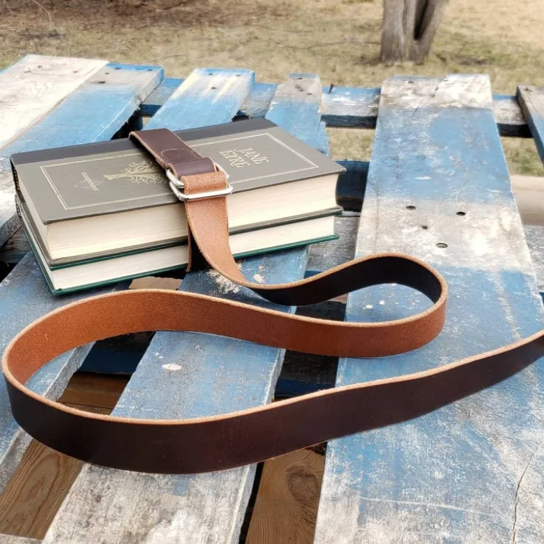 Cinghia In Pelle Marrone Borbone Per Libri &ndash; Tracolla Regolabile Artigianale