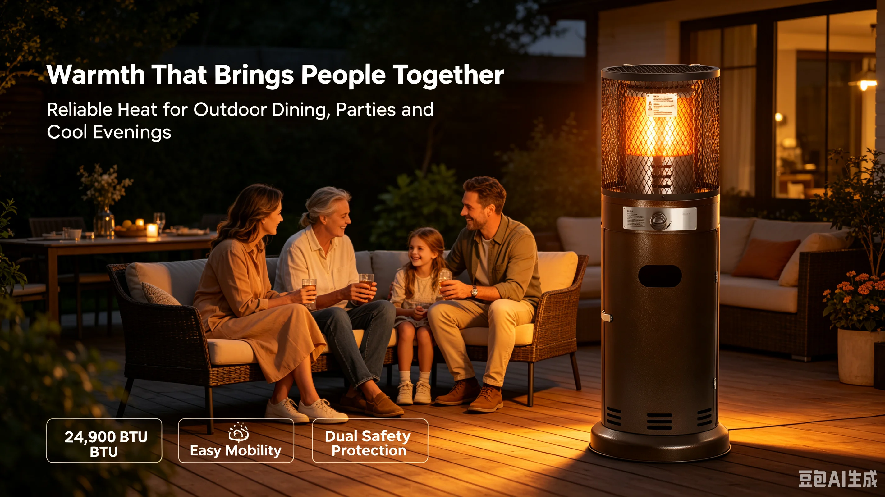 Patio Heater, Portable, Stainless, Steel - detail 6