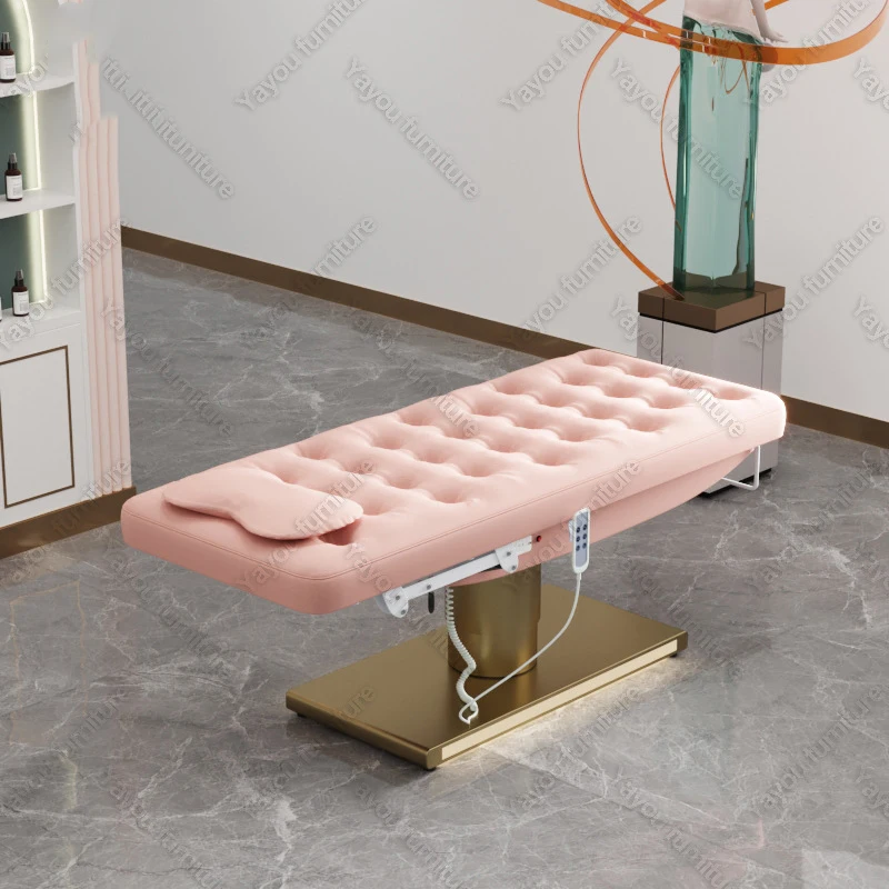 Luxury Modern Pink Massage Table Cosmetic Spa Bed Electric 4 Motor