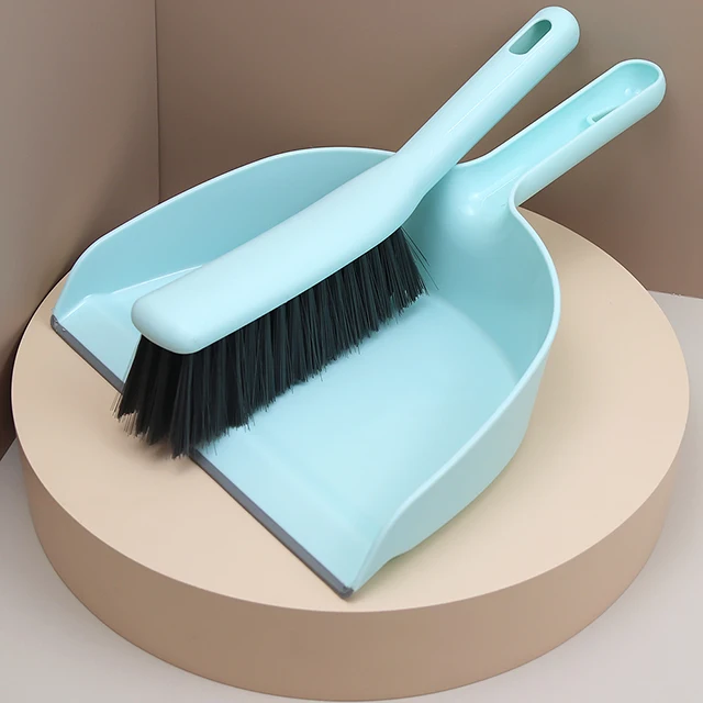 Mini Hand Dustpan and Broom Set Table Sweeper Home Cleaning Small Brush with Non Strip Design Silicone Dustpan