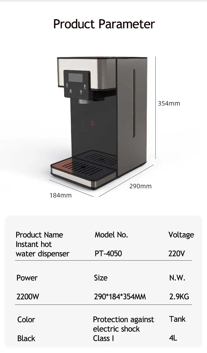 Namizni avtomat za brezplačno namestitev iz nerjavečega jekla z vodnim filtrom za mleko in čaj