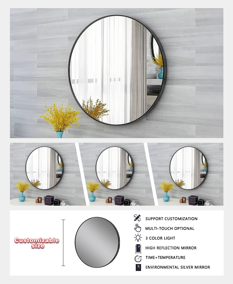 product decorative framed circle mirror stylish round wall mirror classic home mirror espejos designed for upscale hotel-7