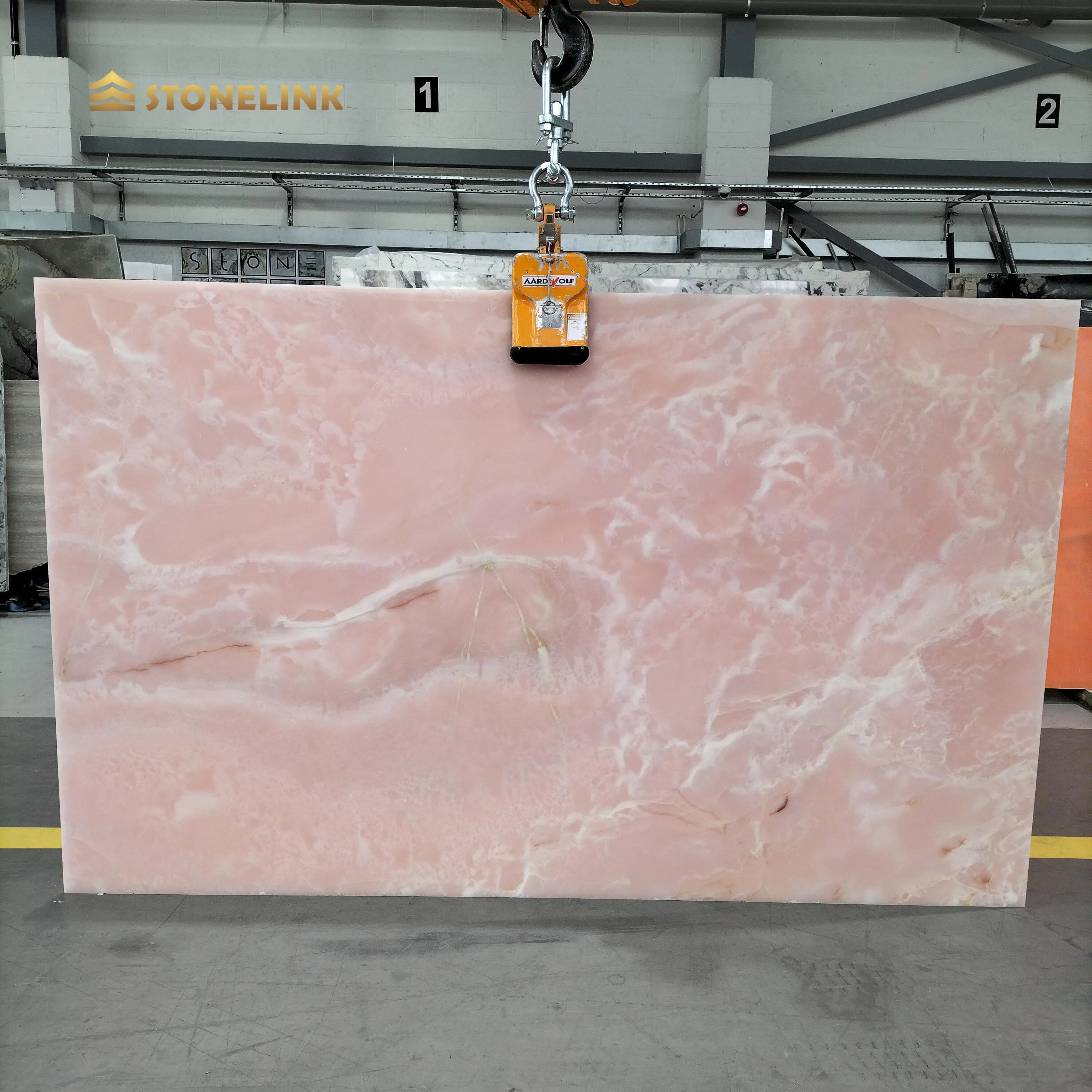 Stonelink Customized Natural Backlit Translucent Polished Rose Pink Onyx Marble Stone Slabs for Tiles Vanity Tops