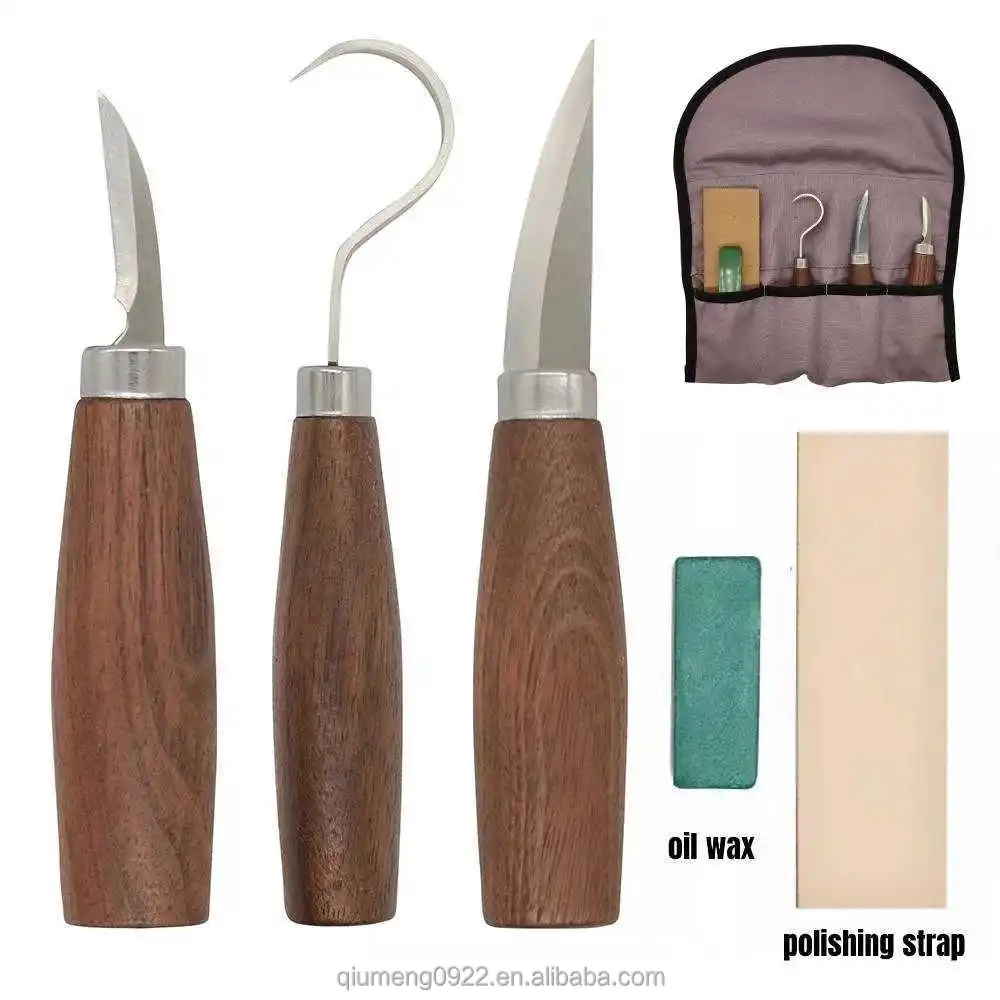 5Pcs Wood Carving Tools Knife Set Hook Whittling Detail Knife