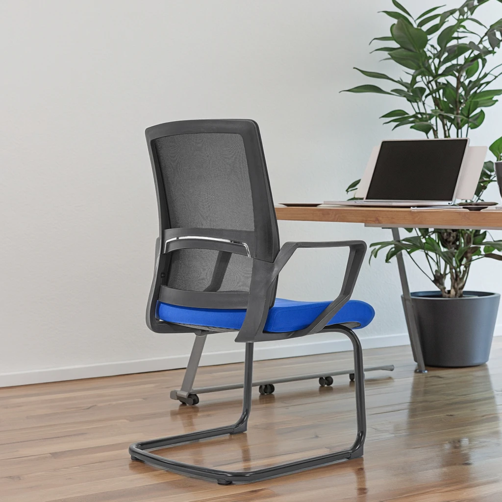 ZHONG BAI Modern Ergonomic Stackable Office Chair with PU Material Contoured Back Support Padded Seat Adjustable Height 2