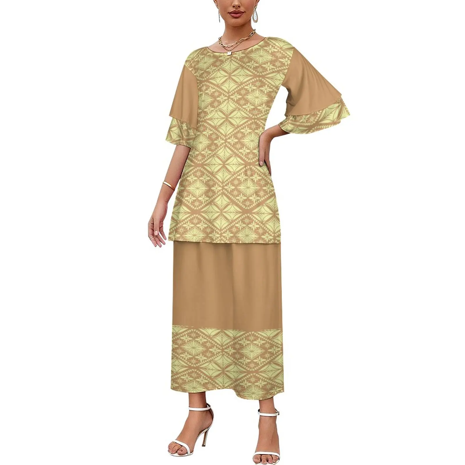 Samoa Prom Hawaii Samoan Island Polynesian Puletasi Casual Dress Custom Maxi Two ...